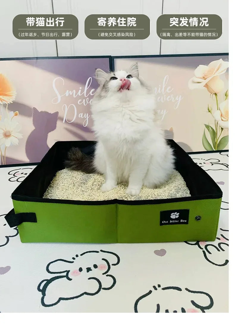 Portable cat litter box pet garbage bin dog toilet tray style outdoor foldable circular cat toilet outdoor Cat Litter Box