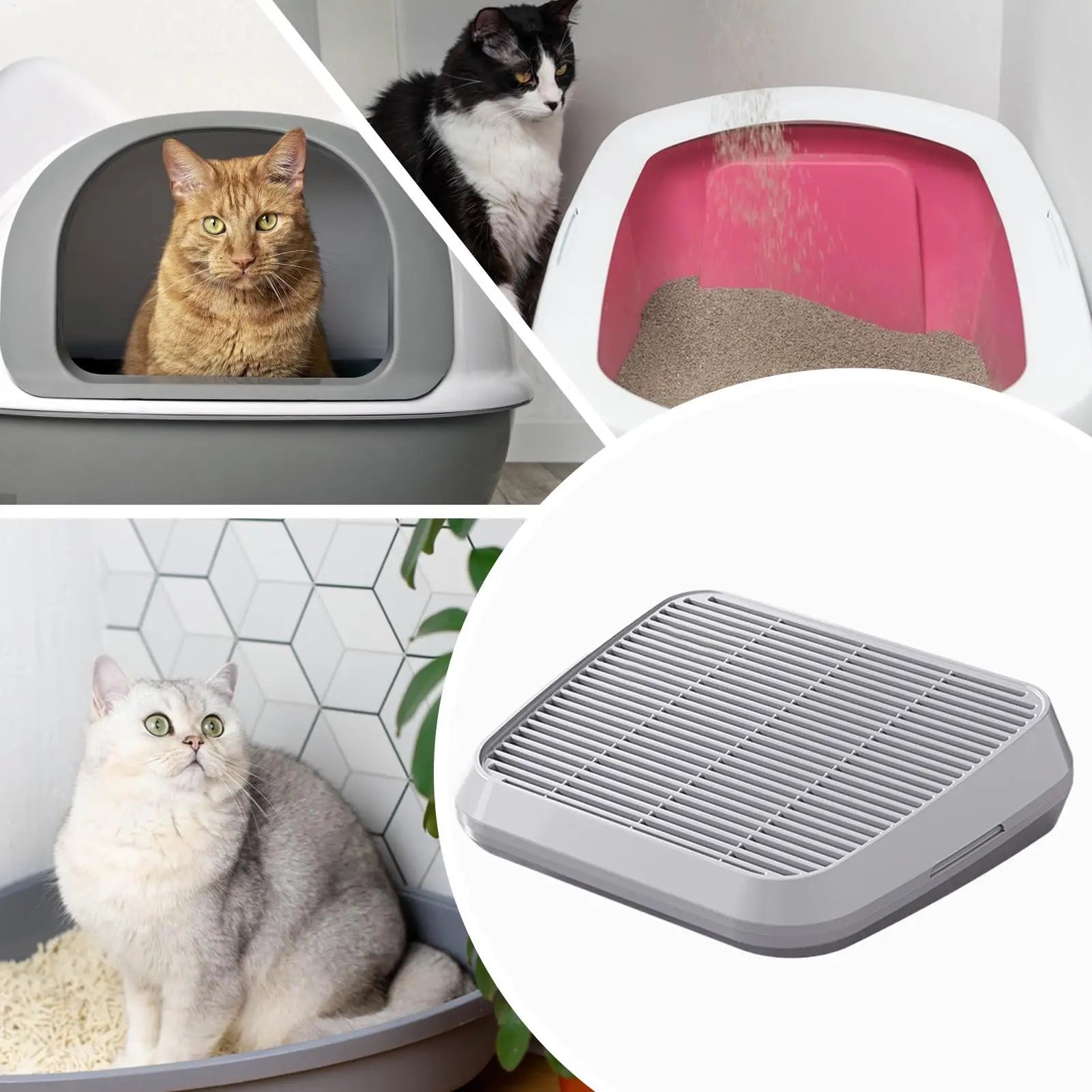 Litter Box Step Cat Litter Catcher Ramp Box Double Layer Elevated Tray with Filter Function Non-Slip Trapper Easy Cleaning