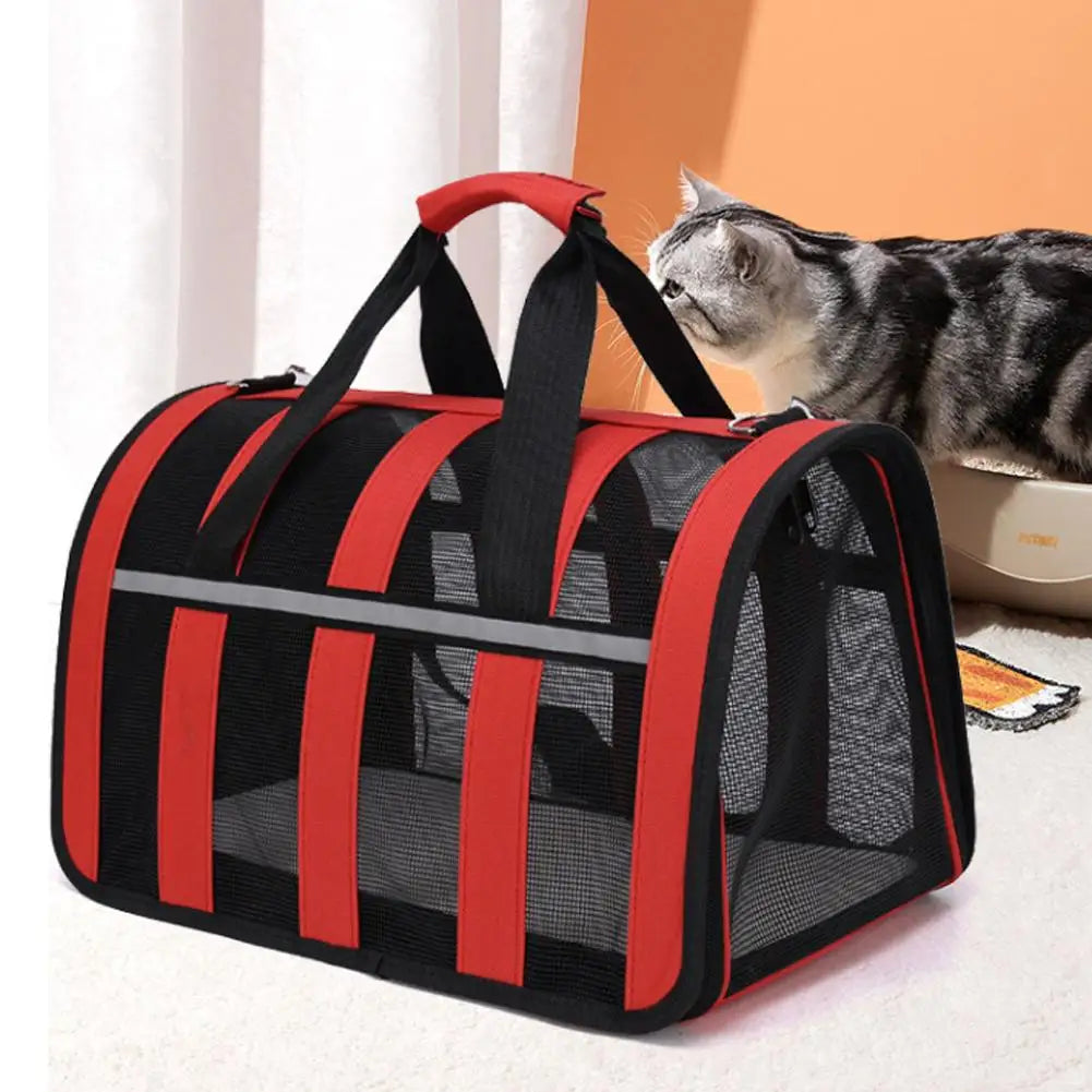 Pet Carrying Bag Outing Portable Large Capacity Cat Dogs Handbag Foldable Small To Medium Dog Cage Mesh Handbag Puppy Supplies