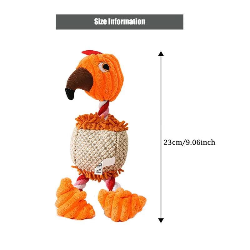 Plush Dog Toys for Small Large Pets Funny Bird Shaped Dogs Squeak Chew Ropes Toy Pets Interactive Supplies