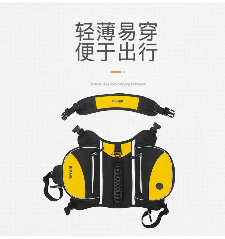 Pet Supplies Outdoor Dog Backpack Oxford Fabric Double Snack Bag Medium Large Dog Tactical Bag Waterproof Reflective Saddle Bag