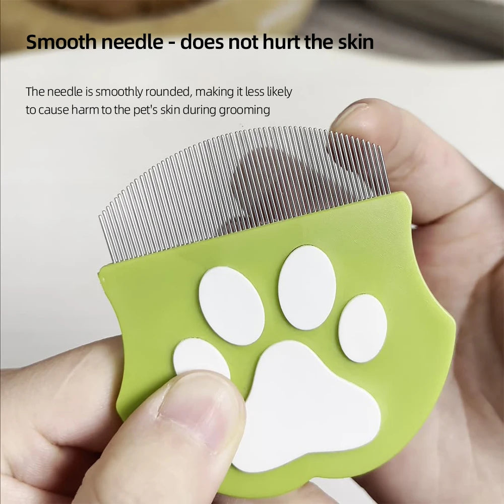 Pet Grooming Comb - Flea Comb for Cats & Dogs, Curved Design for Face & Body, Mini Detangling Brush for Pets