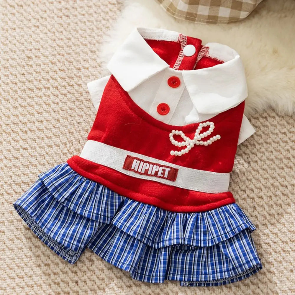 Pet Supplies Soft Cat Bowknot Dress Cute Preppy Style Pet Princess Skirts Breathable Shirt Collar Dog Shirt Dress Pet Party