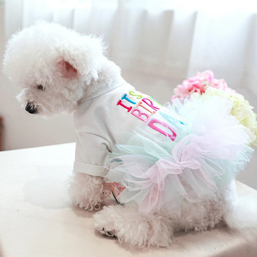 Dog Dress Summer Pet Clothes For Dogs Skirt Birthday Princess Dog Wedding Dresses Yorkie Clothes For Dogs Skirts Pet Cat Dress