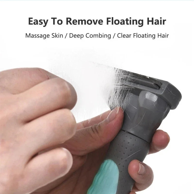 Pet Grooming Brush - Double Sided Shedding and Dematting Undercoat Rake Comb for Dogs and Cats,Extra Wide, Blue