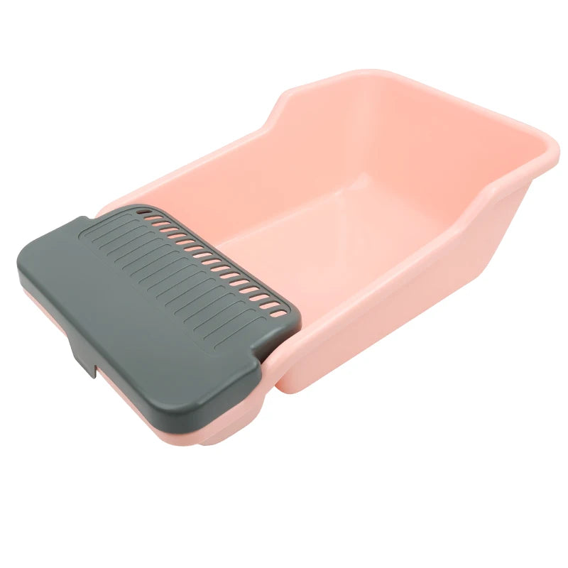 Cat Litter Box, Large Semi-enclosed Cat Toilet, Plastic Large Space, High Fence Cat Litter Box, Pet Supplies