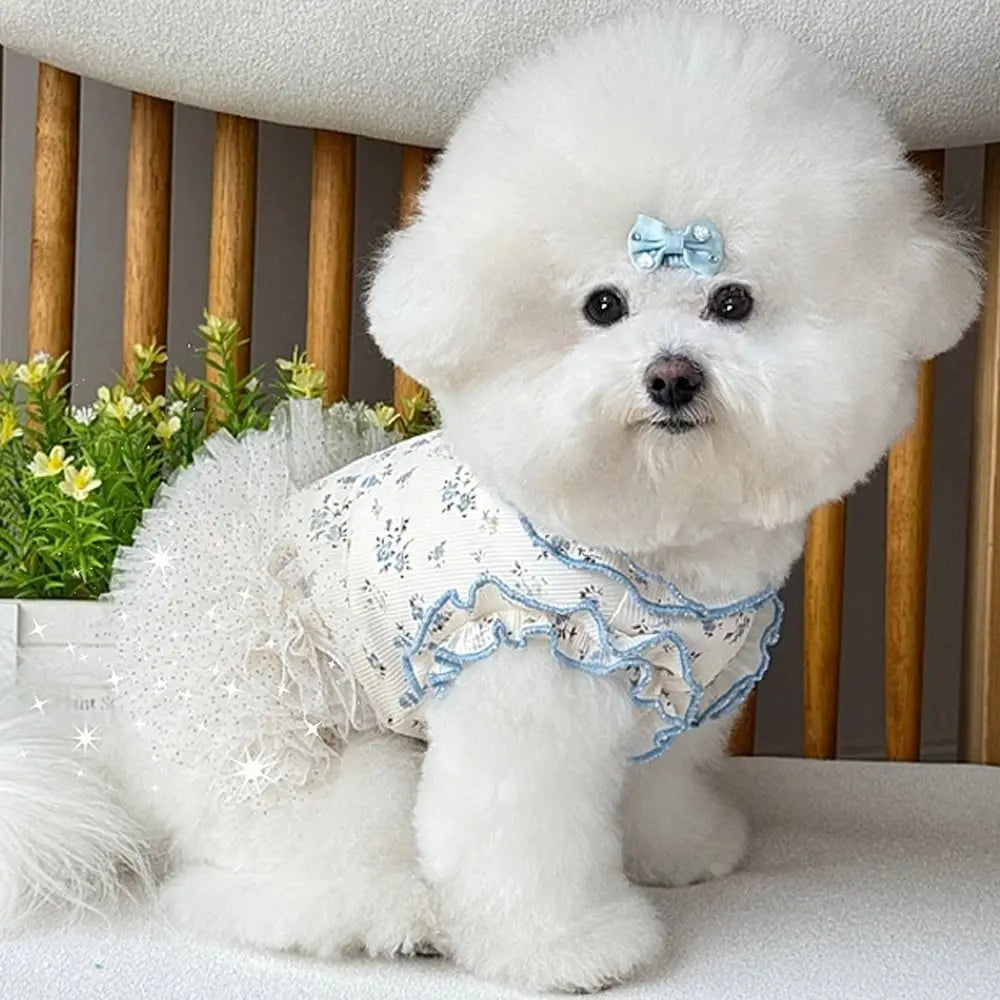 Pet Costumes Summer Thin Pet Floral Dress Sleeveless Breathable Dog Skirt Comfortable Dog Pullover Pet Supplies