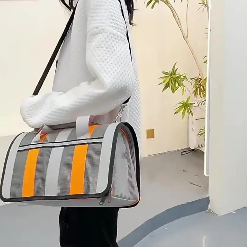 Pet Carrying Bag Outing Portable Large Capacity Cat Dogs Handbag Foldable Small To Medium Dog Cage Mesh Handbag Puppy Supplies