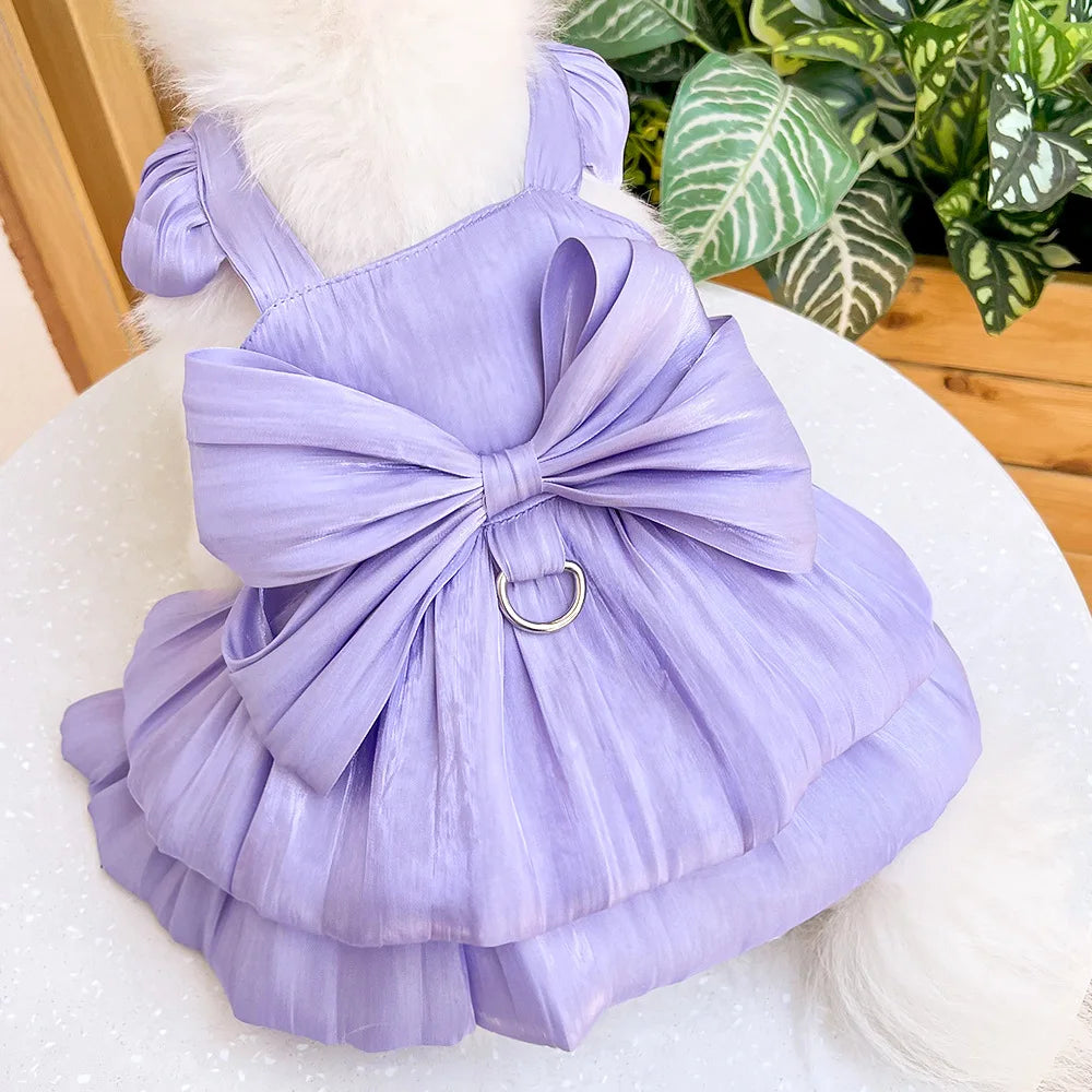 Dog Dress Girl Dog Clothes Pet Apparel Doggie Pink Bowknot Tulle Cat Sequin Clothing Pup Dresses Doggy Attire Birthday