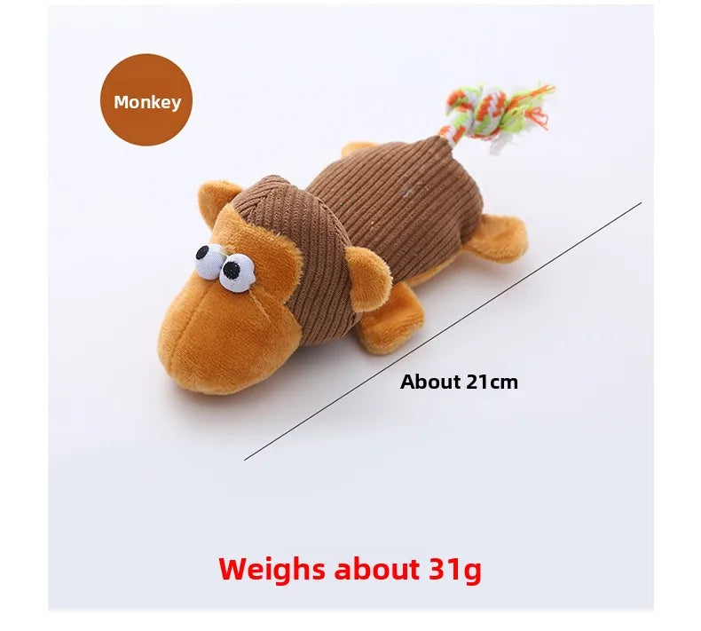 Plush Squeaky Dog Toys with Knotted Tails Soft Animal Chew Toys for Puppies Teething Safe Fun Interactive Play Pet Molar Toy