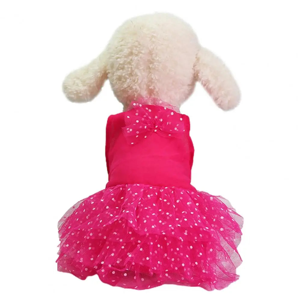 Dog Dresses Bow-knot Design Lace Multiple Layer Puppy Skirt Buttons Sleeveless Eye-catching Dogs Princess Dress Pet Clothes
