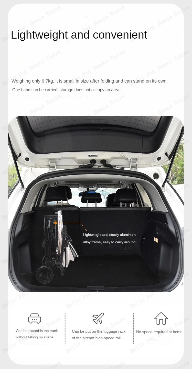 Detachable Lightweight Pet Stroller Car Carry Basket Small and Medium-sized Pet Stroller Foldable Ultra-light Portable Pet Cart