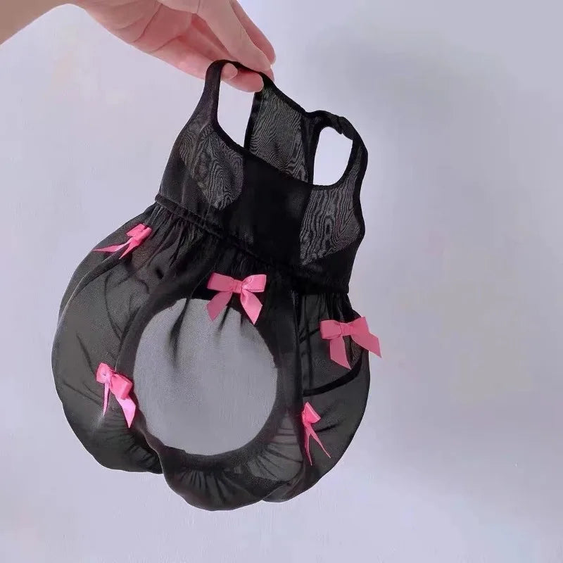 Pet Dog Dresses Princess Wind Flowing Light Gauze Dog Summer Bow Strap Skirt Sling Dress Breathable Thin TeddyPet Dog Clothes