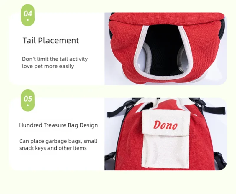 Pet bag portable backpack for outdoor use, dog cat linen cotton chest four legged backpack