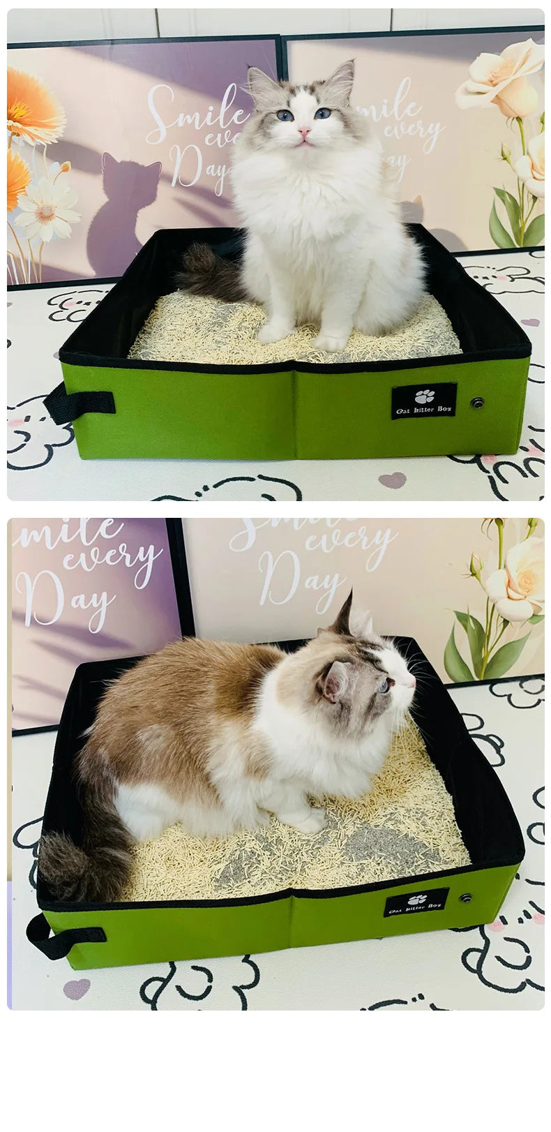 Portable cat litter box pet garbage bin dog toilet tray style outdoor foldable circular cat toilet outdoor Cat Litter Box