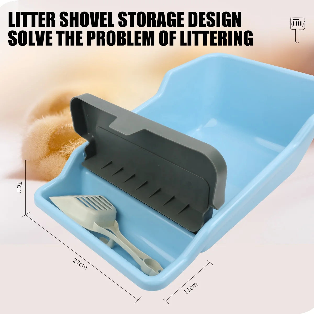 Cat Litter Box, Large Semi-enclosed Cat Toilet, Plastic Large Space, High Fence Cat Litter Box, Pet Supplies