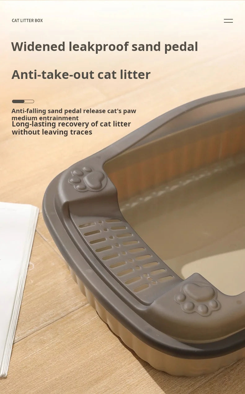 Large-Sized Half-Enclosed Open Anti-Splash Cat Litter Box Adult Cat Toilet Small-Kitten Litter Box Odor Removal for Cats