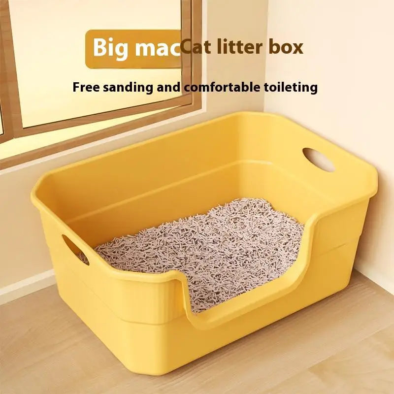 Large-Sized Litter Box For Cats Anti-Splash Semi-Enclosed Open Cat Toilet Cat Supplies