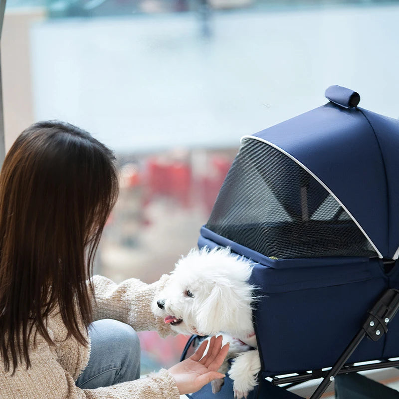 Portable Outdoor Pet Stroller Foldable and Separable Travel Pet Stroller Large Basket Pet Bag Cat and Dog Supplies