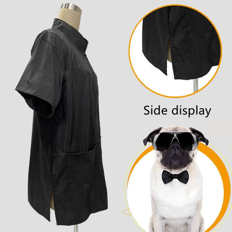 Pet Groomer Work Clothes Pet Shop Uniform Dog Grooming Clothes Waterproof Gown Hair Salon Anti Hair Smock Hairdresser Robe Y0621