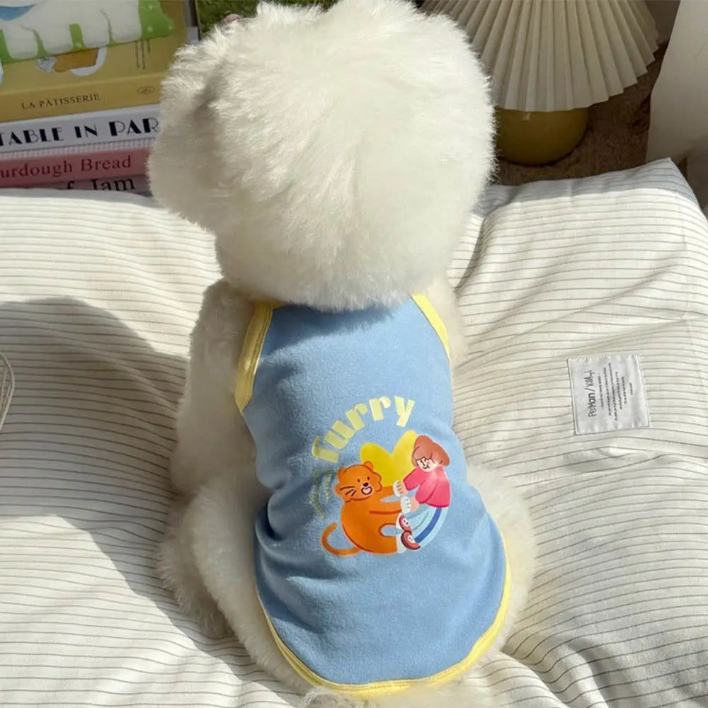 1 Pc Fashion Printed Design Thin Strap Dogs Vest Comfortable Fabric Small Pet Dress Spring Summer Puppy Wearing Costume