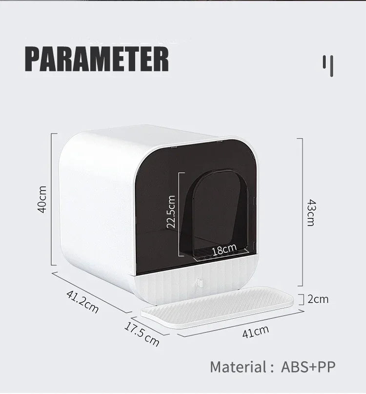 Cat Litter Box Fully Enclosed Splash-proof Cat Toilet with Litter Scoop Large Capacity Drawer Type Cat Litter Box Cat Accessorie