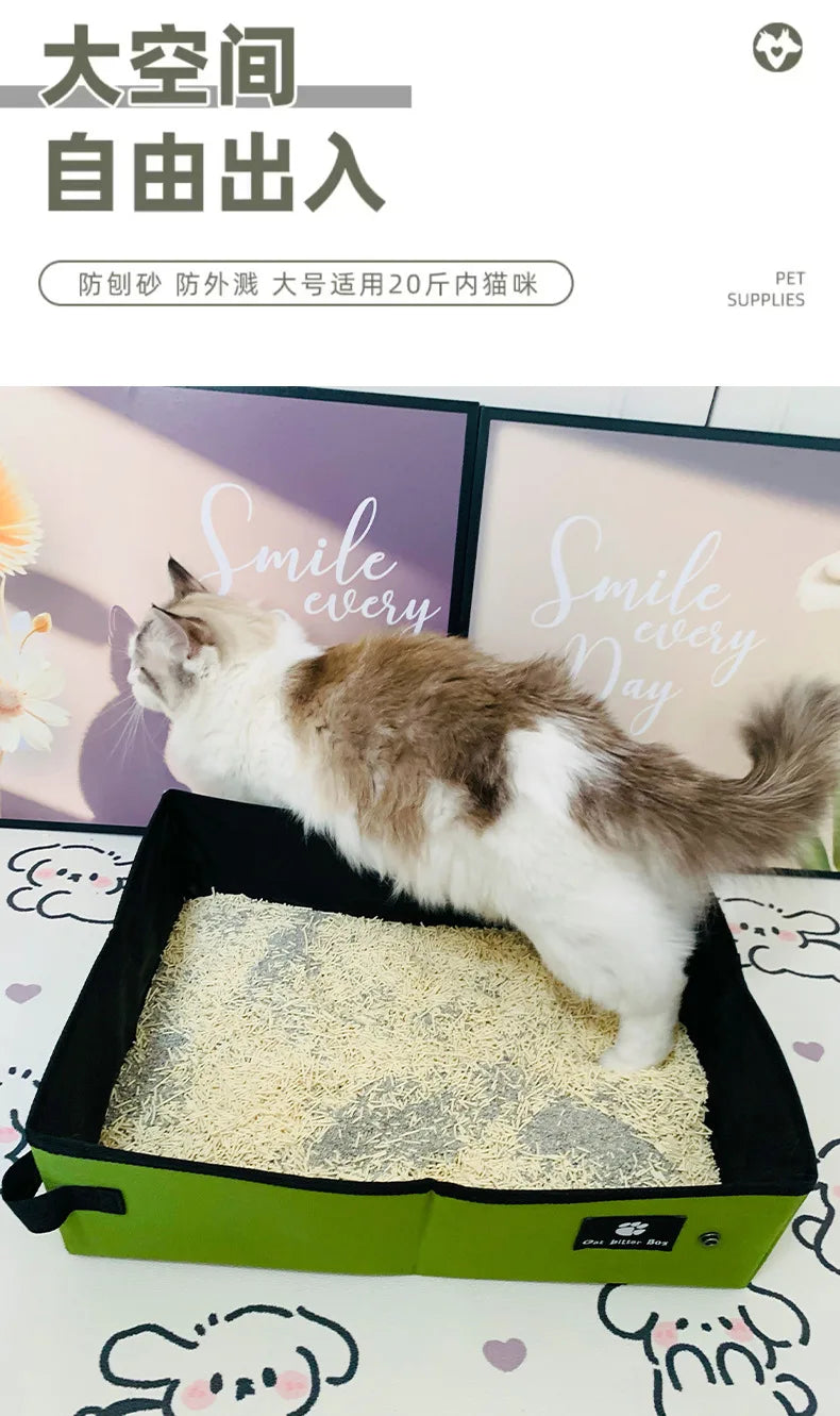 Portable cat litter box pet garbage bin dog toilet tray style outdoor foldable circular cat toilet outdoor Cat Litter Box