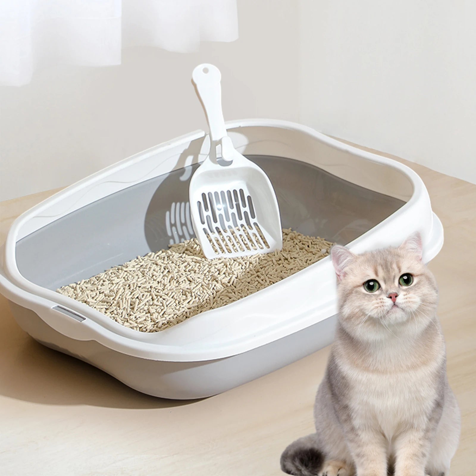 Semi enclosed cat little box With High Side Bedpan Potty Toilet for Small Pets Indoor Cats little tray Kitty litter pan Shovel