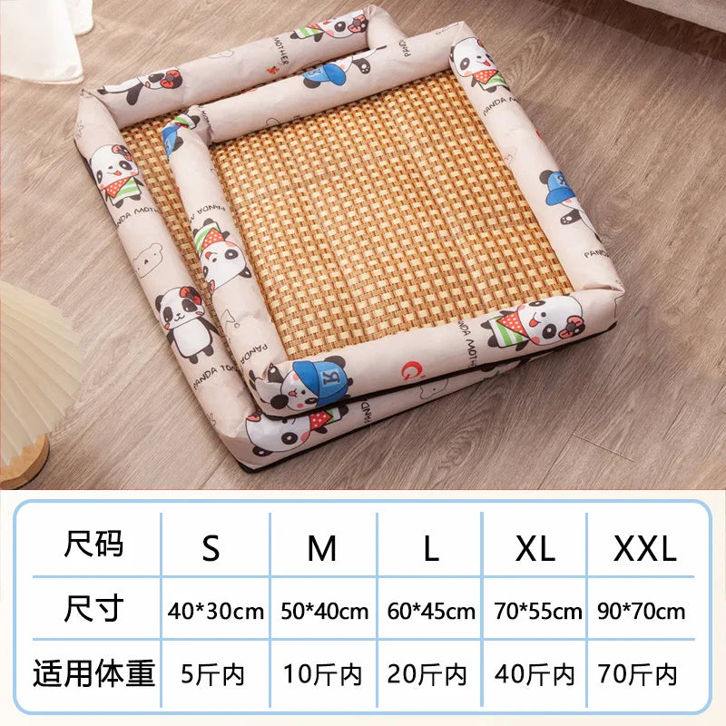 Pet Cat Beds Summer Pet Cooling Mat Pad Lightweight Breathable Rattan Pet Bed Cooling Ice Nest for Small Animal Dogs Mat