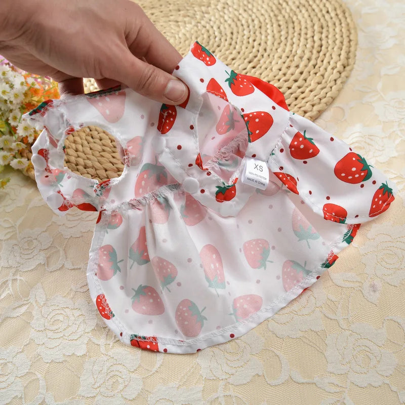 Thin Pet Dress for Dogs Cats - Cute Floral Print Princess Dress with Bow, New Style Puppy Skirt for Teddy Small Pets