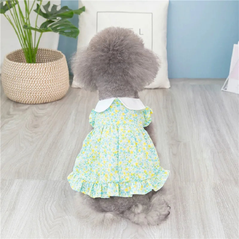 Dog Dress Summer Floral Pet Skirts Cat Sweet Dresses Chihuahua Yorkie Clothing Soft Breathable Puppy Costume Girls Dog Clothes