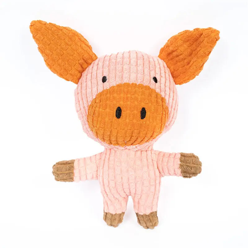 Pets Dogs Plush Toys Cute Cow/Pig/Lion Animal Model Squeak Dog Toys For Medium Small Dogs Cat Bite-Resistant, Soft, Durable Safe