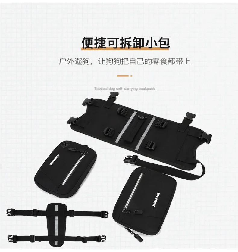 Pet Supplies Outdoor Dog Backpack Oxford Fabric Double Snack Bag Medium Large Dog Tactical Bag Waterproof Reflective Saddle Bag