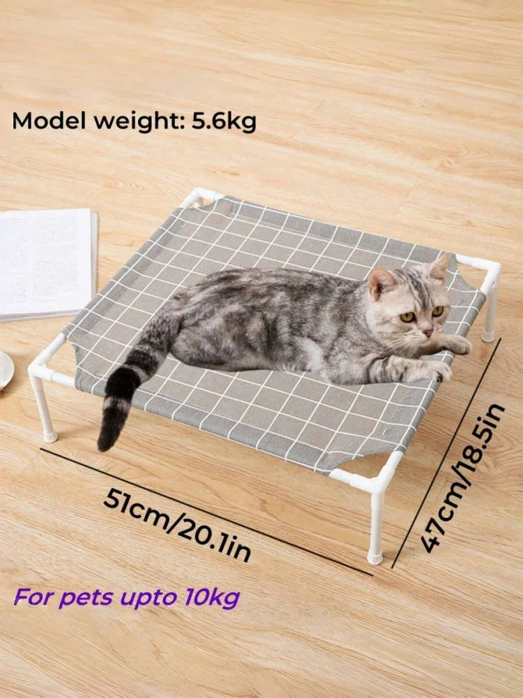 1pc Elevated Pet Bed Dog Cot, Raised Cat Bed for cats and SMALL dogs upto 10kg, with Thin Cool Fabric
