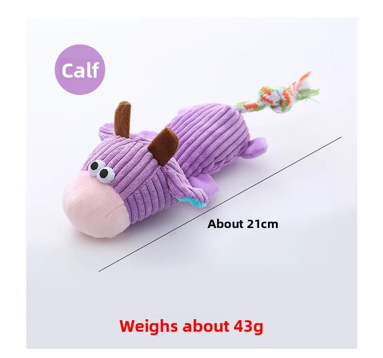 Plush Squeaky Dog Toys with Knotted Tails Soft Animal Chew Toys for Puppies Teething Safe Fun Interactive Play Pet Molar Toy