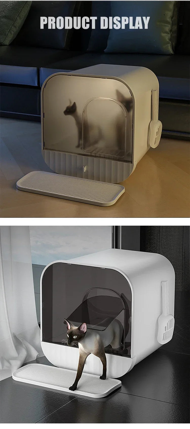 Cat Litter Box Fully Enclosed Splash-proof Cat Toilet with Litter Scoop Large Capacity Drawer Type Cat Litter Box Cat Accessorie