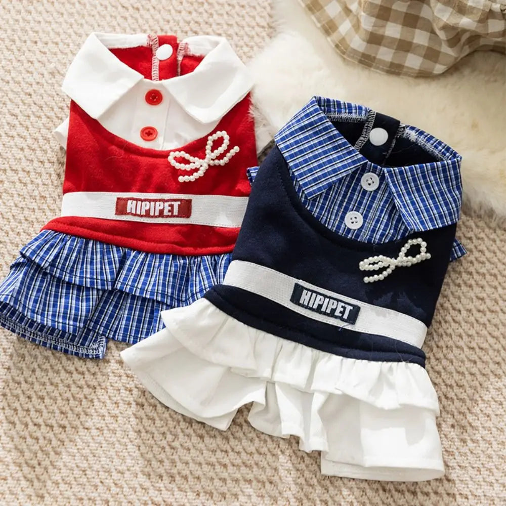 Pet Supplies Soft Cat Bowknot Dress Cute Preppy Style Pet Princess Skirts Breathable Shirt Collar Dog Shirt Dress Pet Party