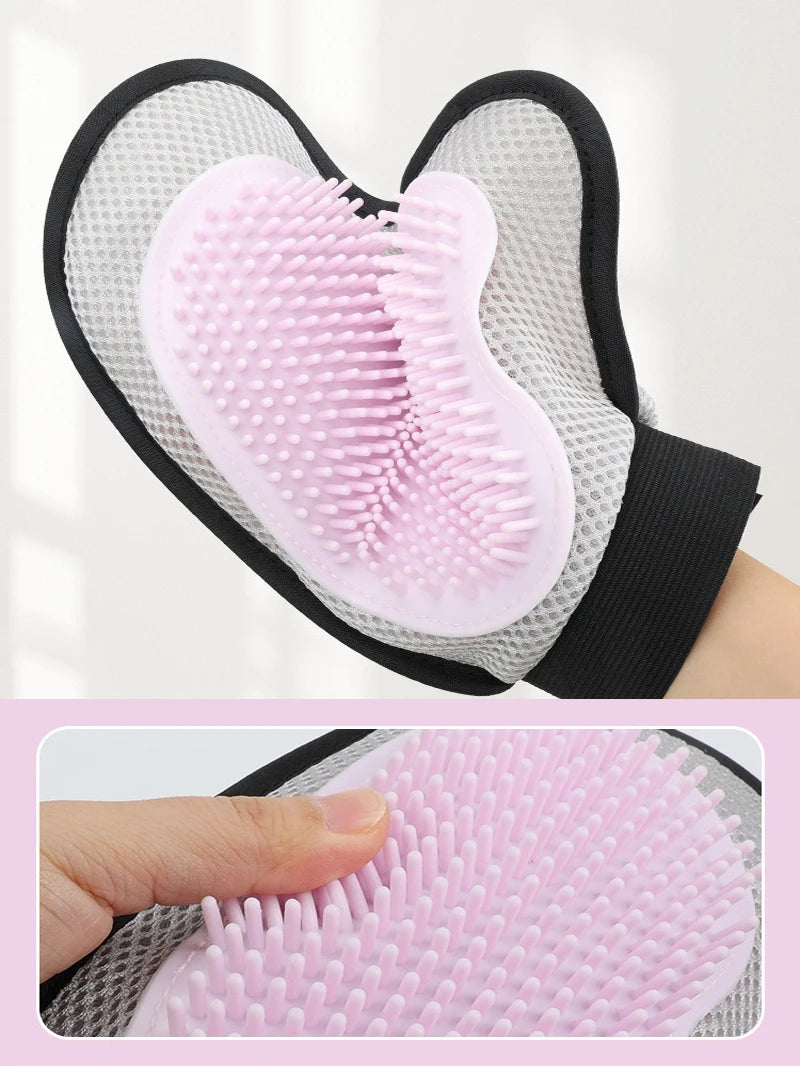 Pet Grooming Glove Brush for Cats Dogs Bath Massage Gloves for Bathing Grooming Softy Comfortable Animal Hair Removal Tool