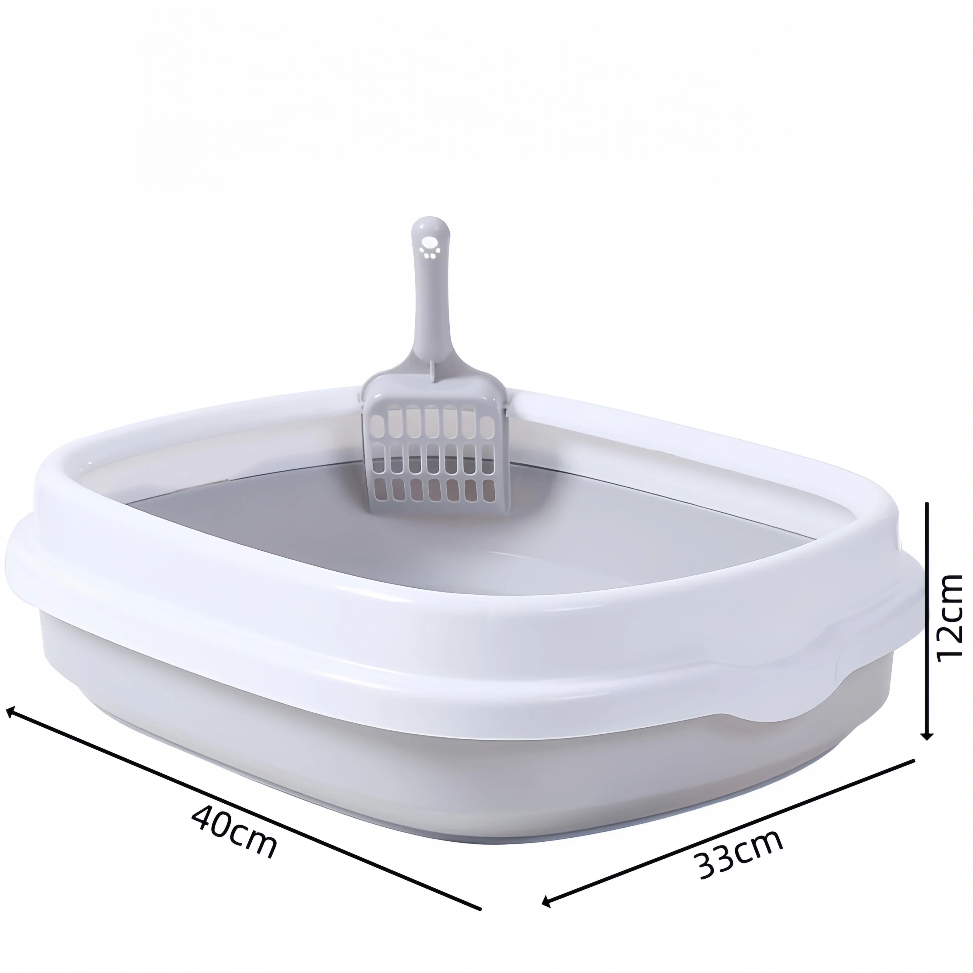 Oval Kitten Litter Box with High Walls - Thickened PP Semi-Enclosed Design Anti-Scatter Tray for Baby Cats Easy Clean