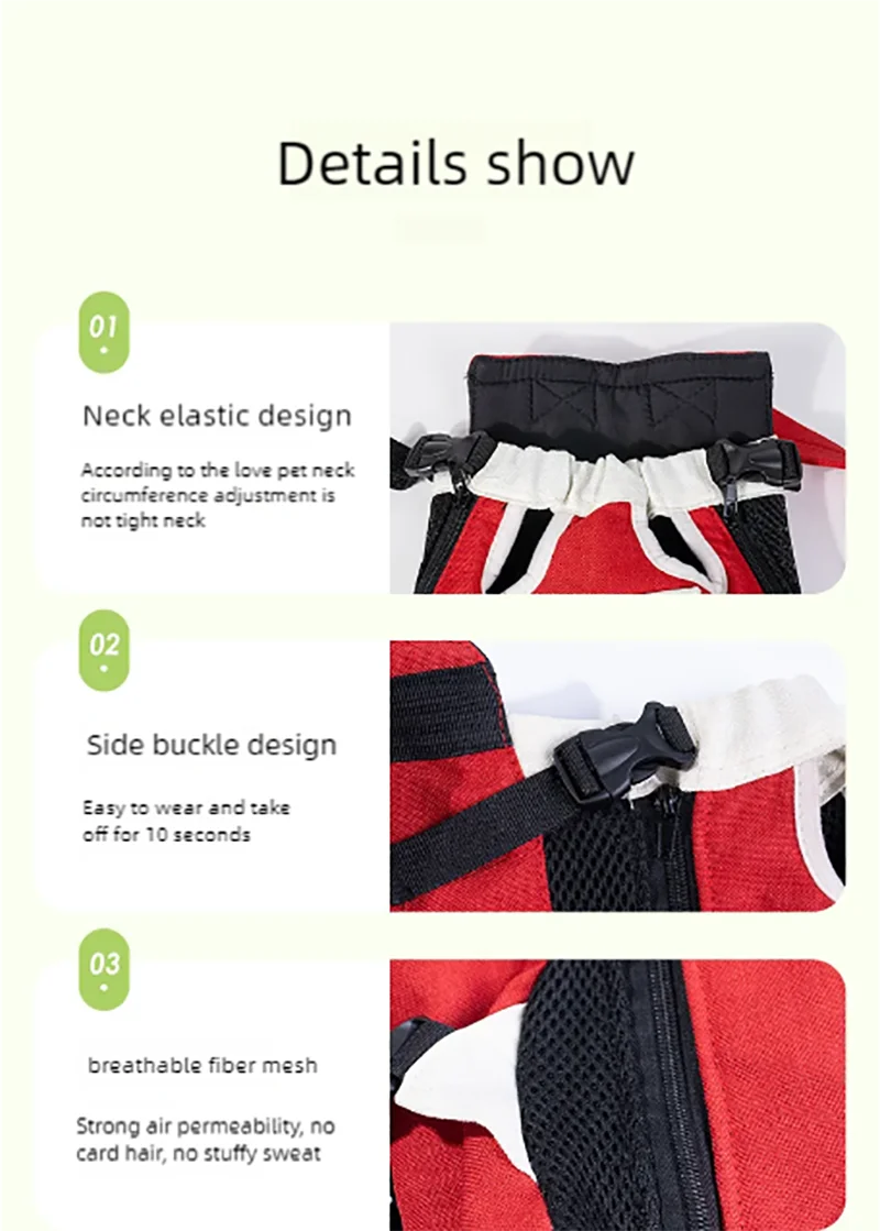 Pet bag portable backpack for outdoor use, dog cat linen cotton chest four legged backpack