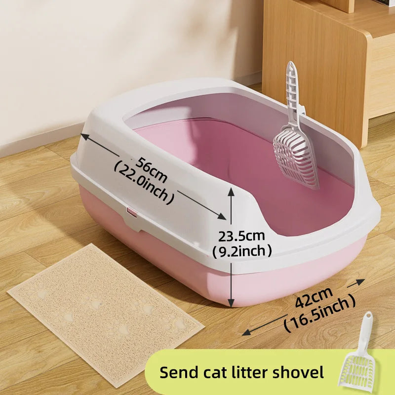 HOOPETCat Litter Box Large Capacity Litter Pan Semi-enclosed Pet LitterLitter Box Kitty Supplies Cat Potty Open Cat Litter Box