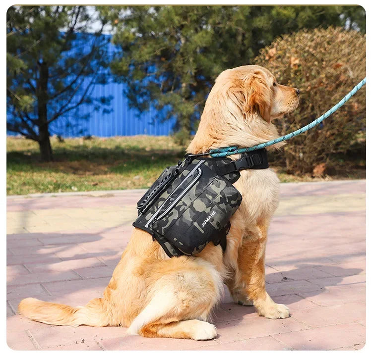 Pet Supplies Outdoor Dog Backpack Oxford Fabric Double Snack Bag Medium Large Dog Tactical Bag Waterproof Reflective Saddle Bag