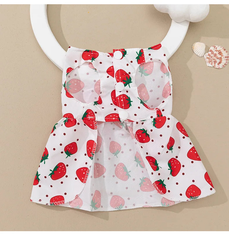 Pet clothing dress dog clothing dog print bow cartoon cute princess dress