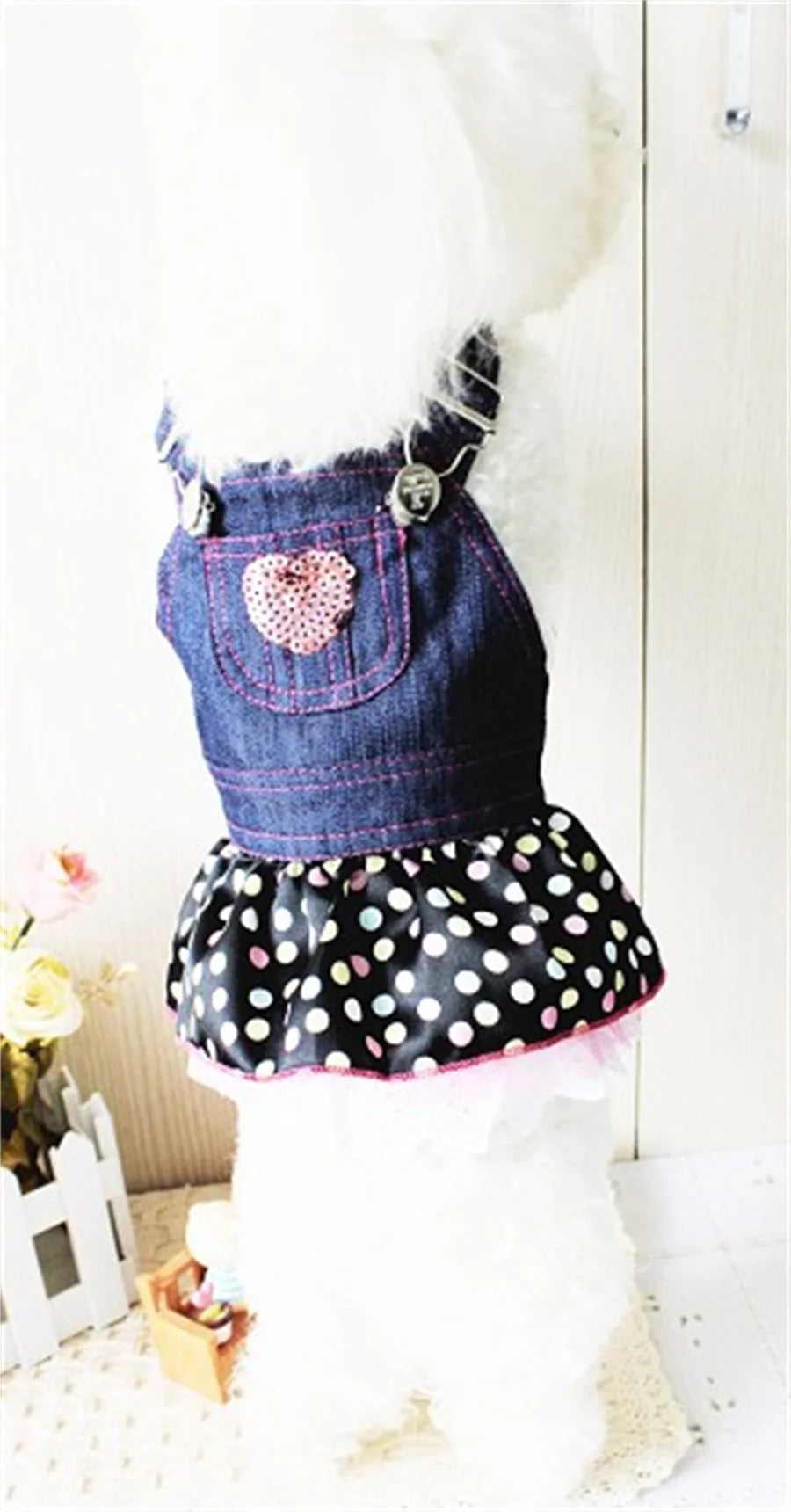 Summer Pet Clothes Dot Dog Dress For Dogs Skirt Spring Denim Dog Wedding Clothes