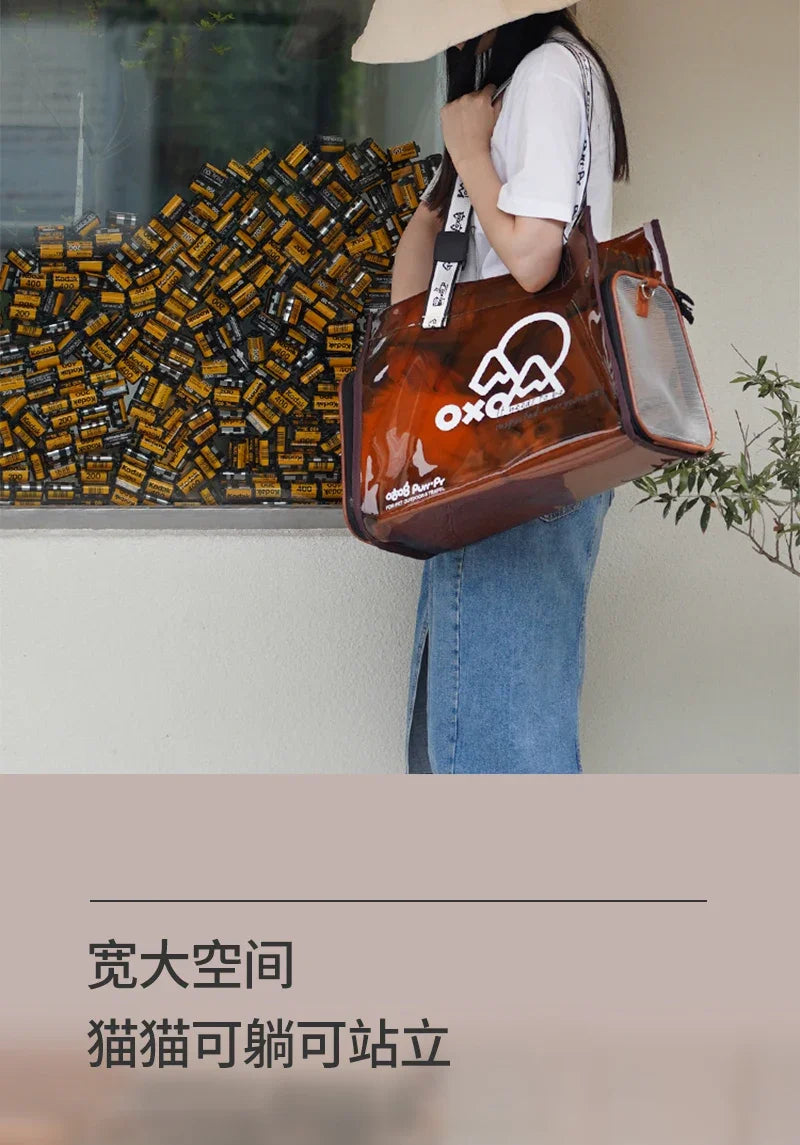 Pet bag Cat bag Portable going out Transparent schoolbag Carrying one-shoulder portable cat bag Dog dog