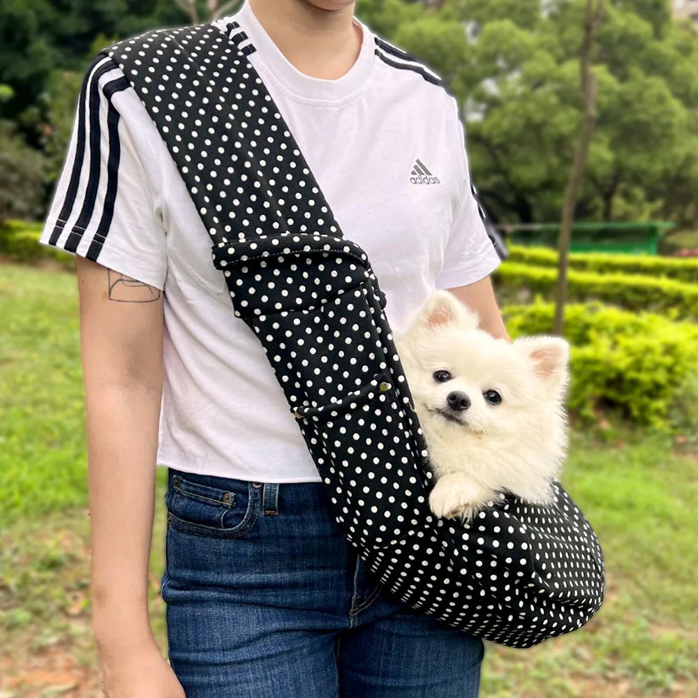 Pet Sling Carrirer Bag for Small Dogs Cats, Cross Shoulder Canvas Carrying Bags Fits Puppies Teddy Chihuahua for Walking Travel