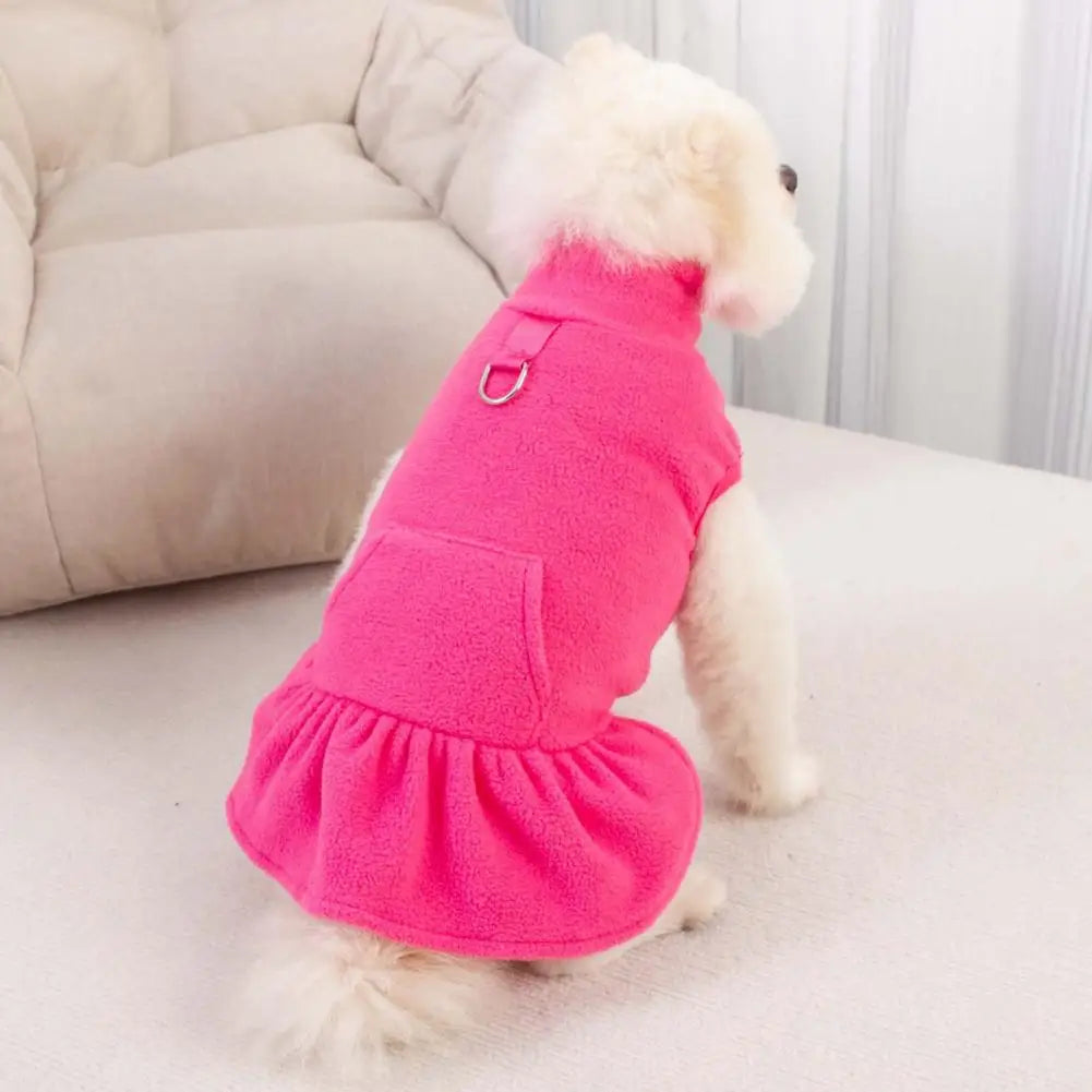 Dog Dress for Small Dogs，Autumn Winter，D-shaped Ring，Fleece Two-legged，Small Medium Dog Puppy Outfit Clothes，Pet Supplies