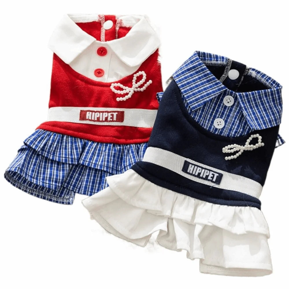 Pet Supplies Soft Cat Bowknot Dress Cute Preppy Style Pet Princess Skirts Breathable Shirt Collar Dog Shirt Dress Pet Party
