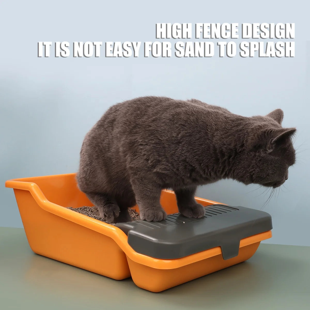 Cat Litter Box, Large Semi-enclosed Cat Toilet, Plastic Large Space, High Fence Cat Litter Box, Pet Supplies