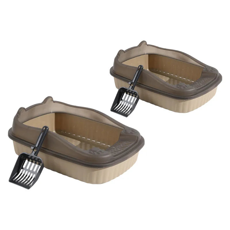 Large-Sized Half-Enclosed Open Anti-Splash Cat Litter Box Adult Cat Toilet Small-Kitten Litter Box Odor Removal for Cats